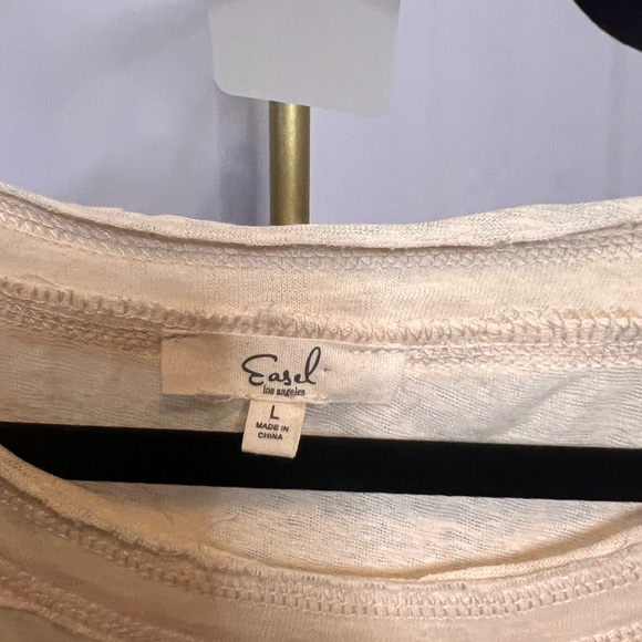 Easel blouse beige long sleeve size large pit to pit 24” - Picture 2 of 5